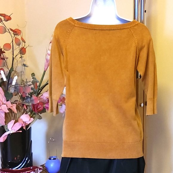 NWT Women’s Orange Yellow Lightweight 3/4 Sleeve Knit Cardigan Fall Sweater 6 8 - Picture 5 of 7